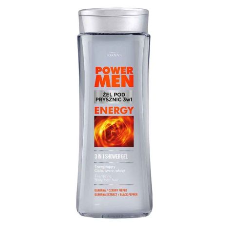 POWER MEN Żel pod prysznic 3w1 ENERGY czarny pieprz i guarana 300ml - 2